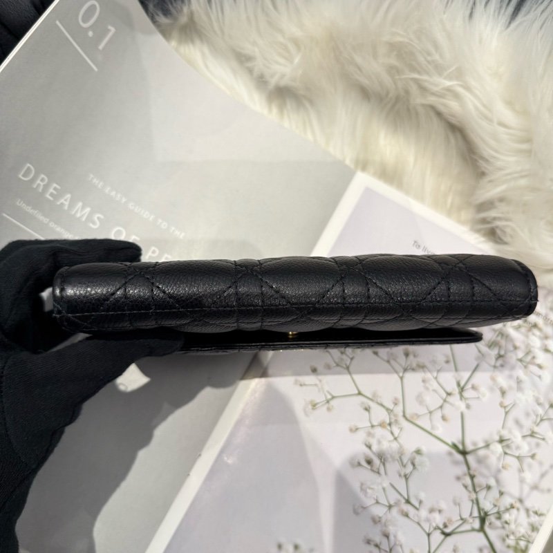 Dior Caro Orchid 黑色長夾 黑金-7