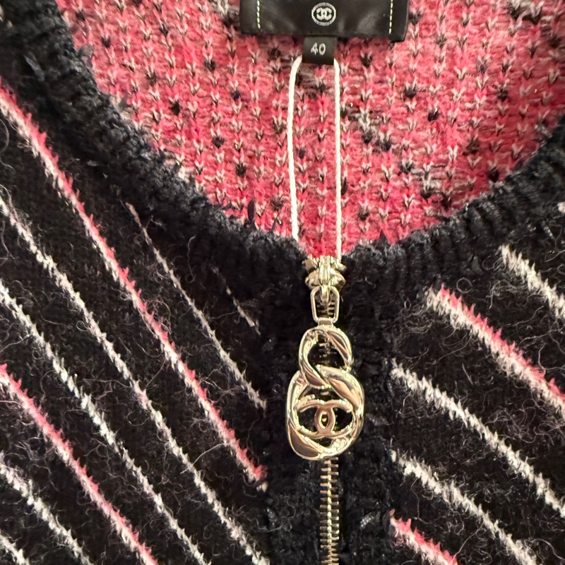 Chanel✨2024斜紋條紋羊絨長版背心洋裝#40 張鈞甯同款-3