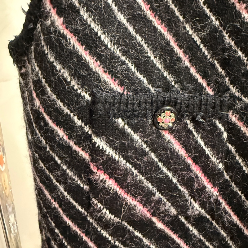 Chanel✨2024斜紋條紋羊絨長版背心洋裝#40 張鈞甯同款-4