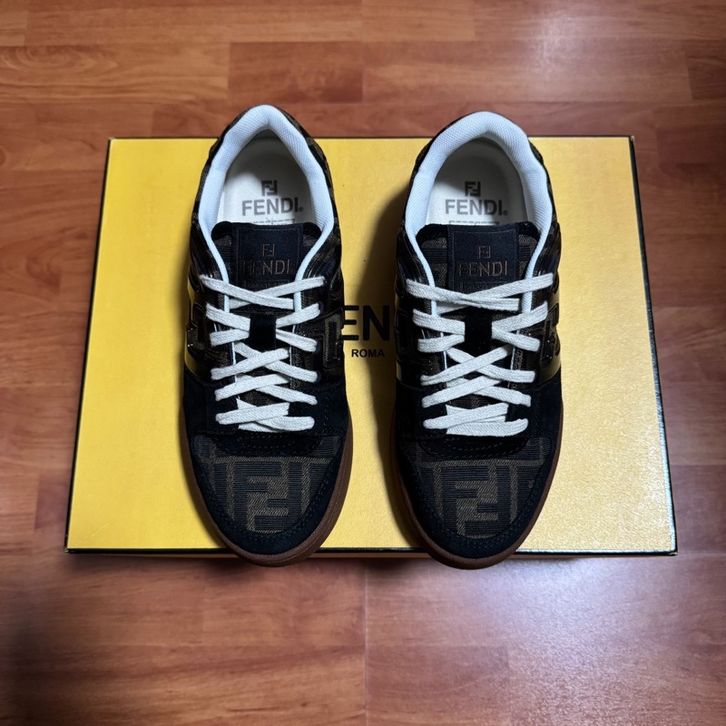 FENDI芬迪印花休閒鞋 牛皮 低幫板鞋 女款 黑色 35.5碼-1