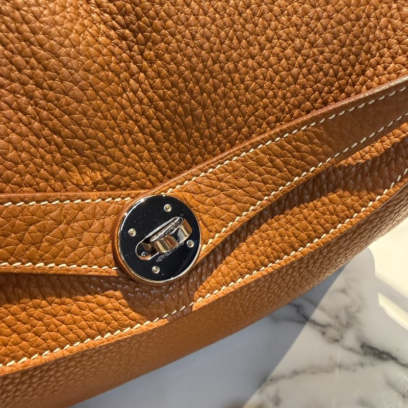 愛馬仕 lindy 34 銀扣棕色 T刻-3