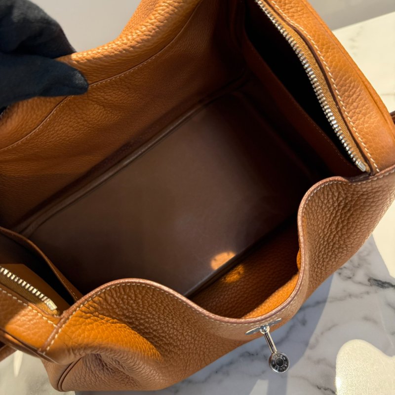 愛馬仕 lindy 34 銀扣棕色 T刻-4