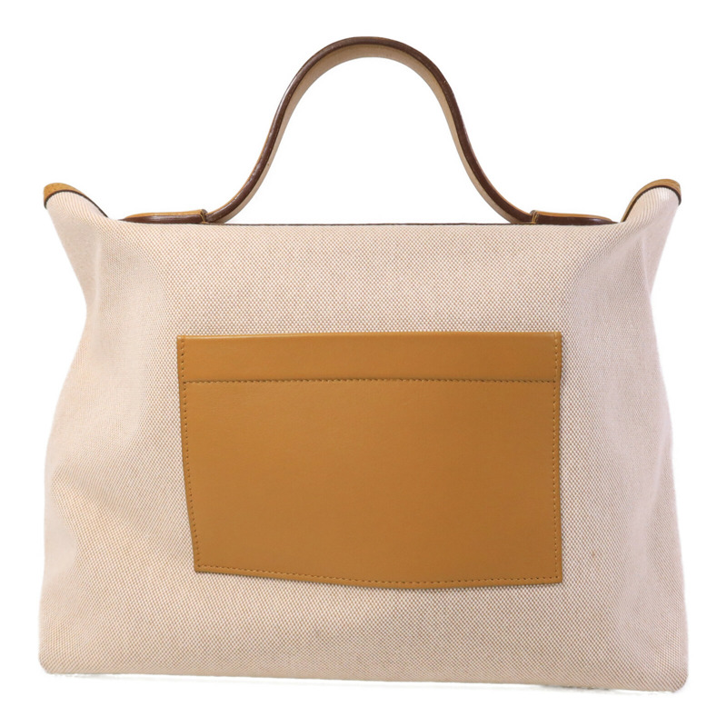 HERMES 帆布/Swift皮革24/24 35CM手挽袋Sesame-1