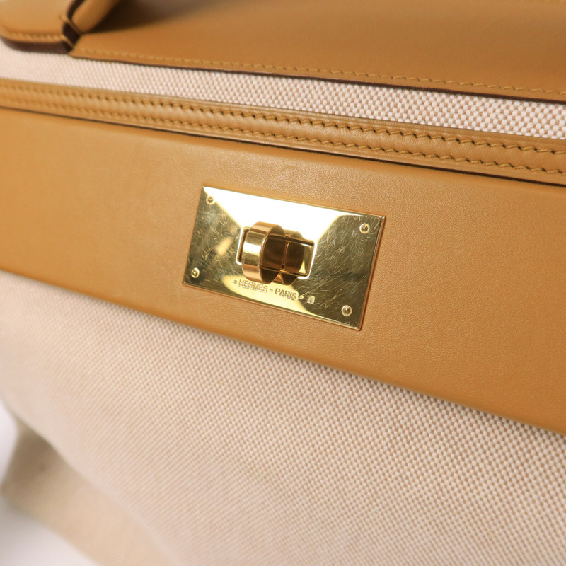 HERMES 帆布/Swift皮革24/24 35CM手挽袋Sesame-6