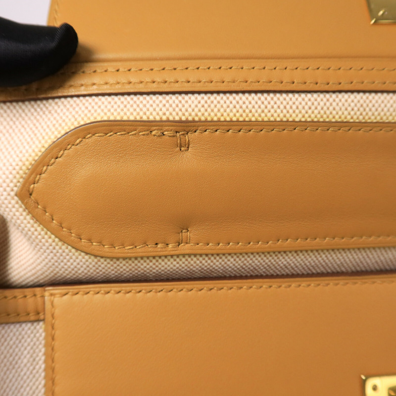HERMES 帆布/Swift皮革24/24 35CM手挽袋Sesame-14