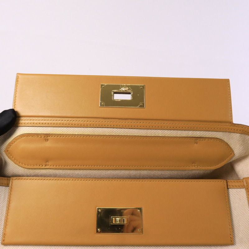 HERMES 帆布/Swift皮革24/24 35CM手挽袋Sesame-16