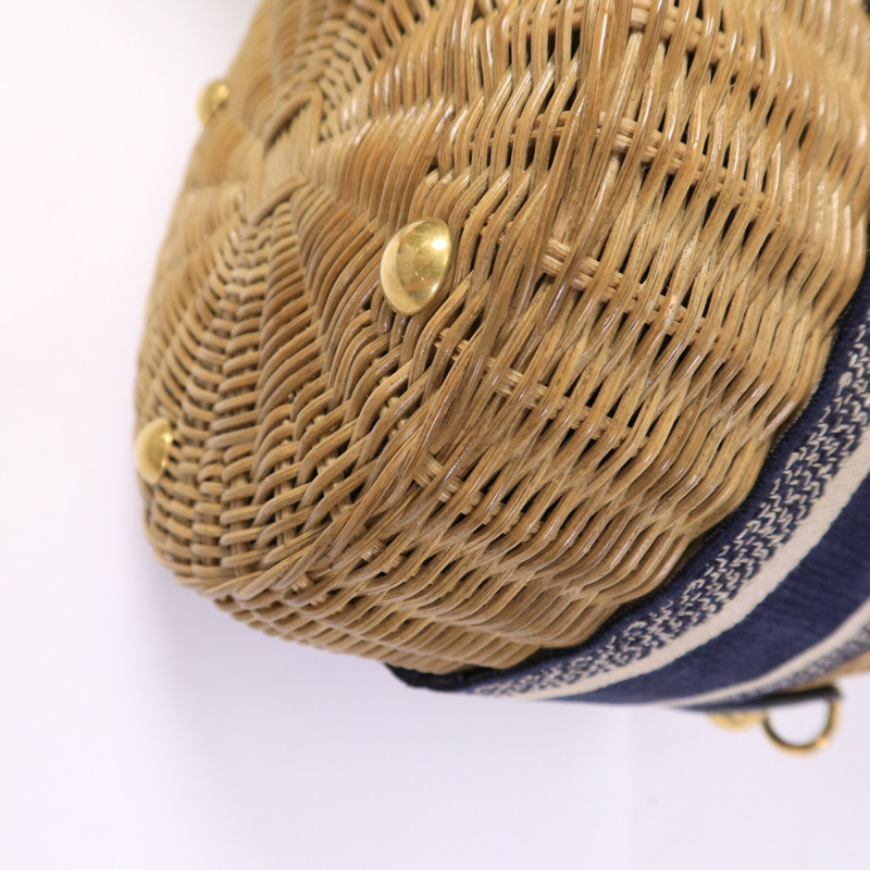 Dior 帆布/藤料Wicker Bucket Bag肩背袋-12