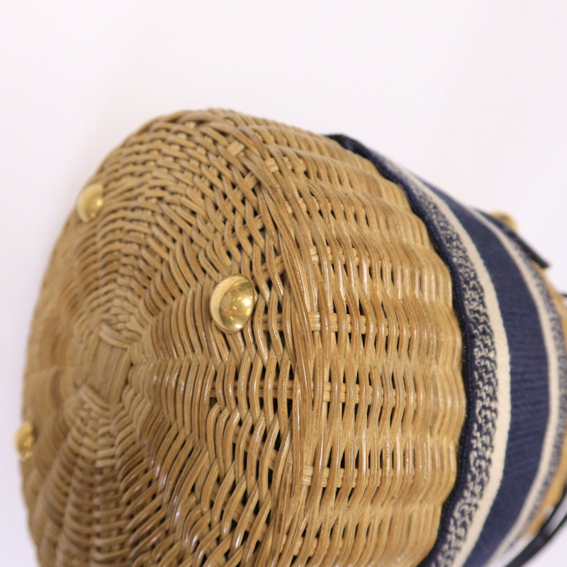 Dior 帆布/藤料Wicker Bucket Bag肩背袋-13