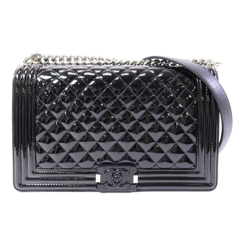 CHANEL 漆皮皮革Boy 28手挽肩背兩用袋