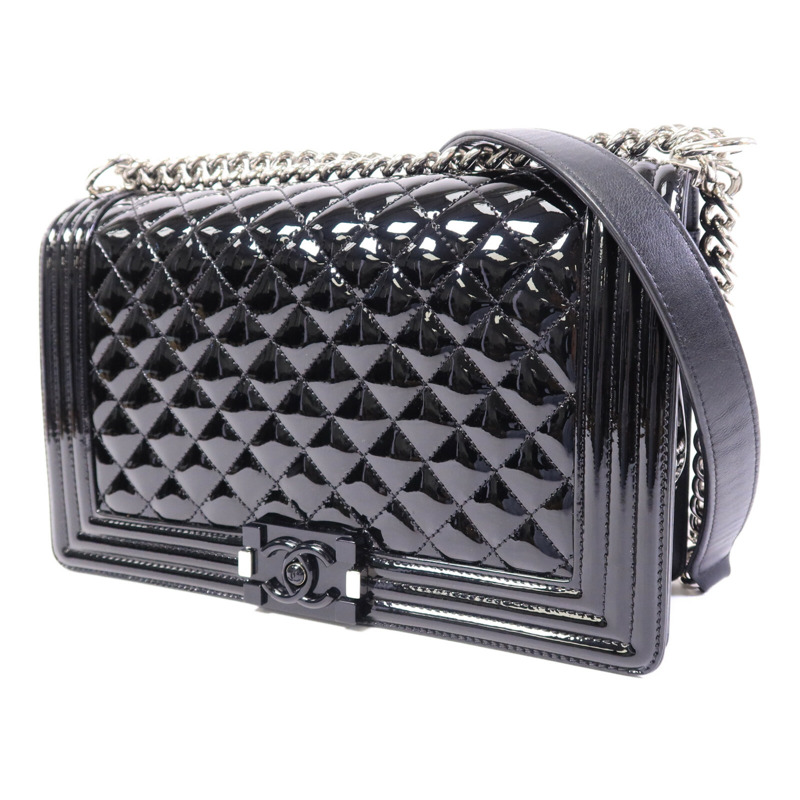 CHANEL 漆皮皮革Boy 28手挽肩背兩用袋-2