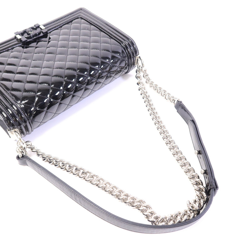 CHANEL 漆皮皮革Boy 28手挽肩背兩用袋-8