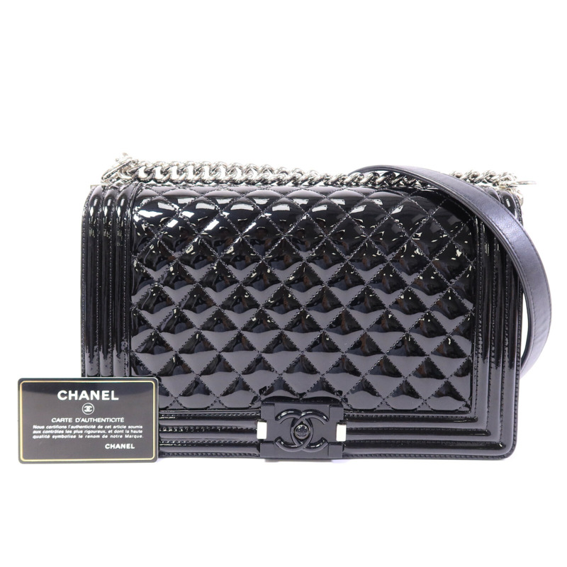 CHANEL 漆皮皮革Boy 28手挽肩背兩用袋-9