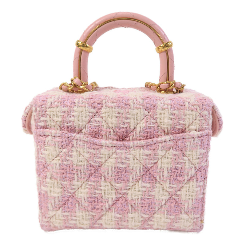 CHANEL 羊皮皮革/粗花呢Vanity Case鏈帶手挽肩背兩用袋-1