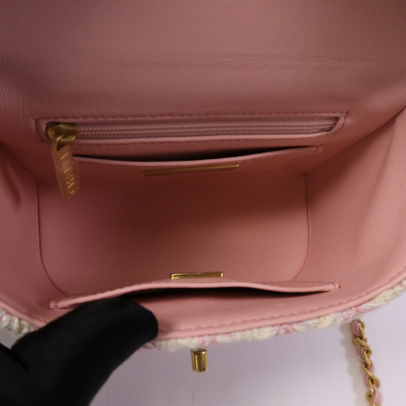 CHANEL 羊皮皮革/粗花呢Vanity Case鏈帶手挽肩背兩用袋-4