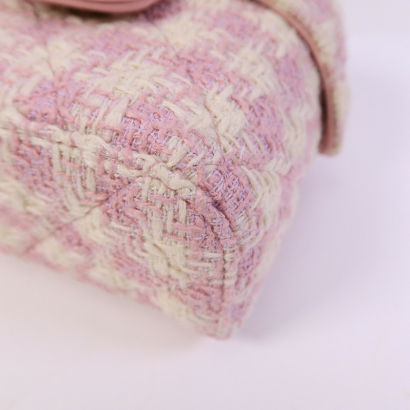 CHANEL 羊皮皮革/粗花呢Vanity Case鏈帶手挽肩背兩用袋-10