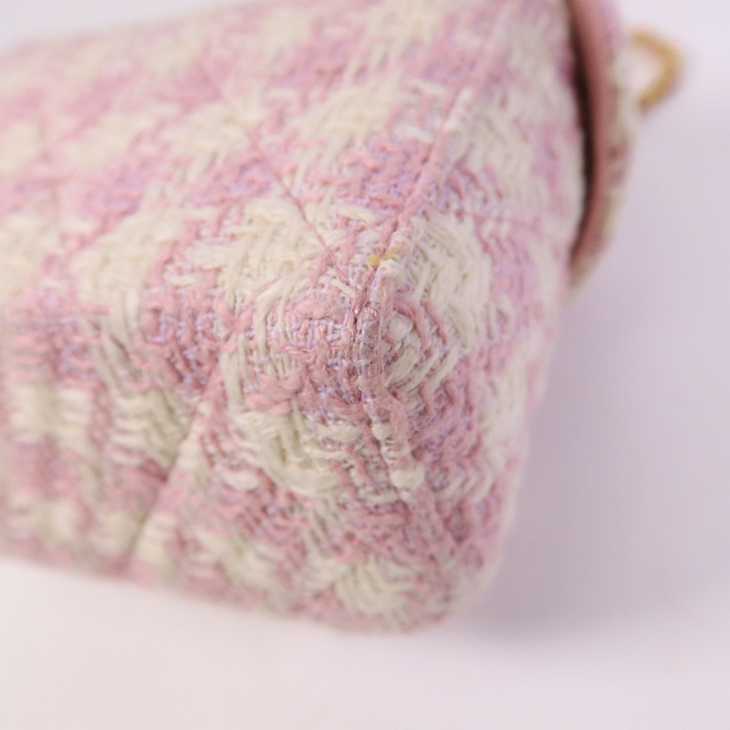 CHANEL 羊皮皮革/粗花呢Vanity Case鏈帶手挽肩背兩用袋-12