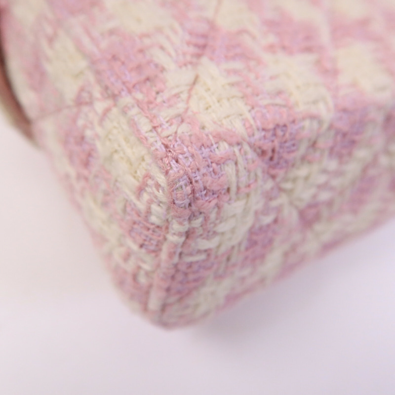 CHANEL 羊皮皮革/粗花呢Vanity Case鏈帶手挽肩背兩用袋-13