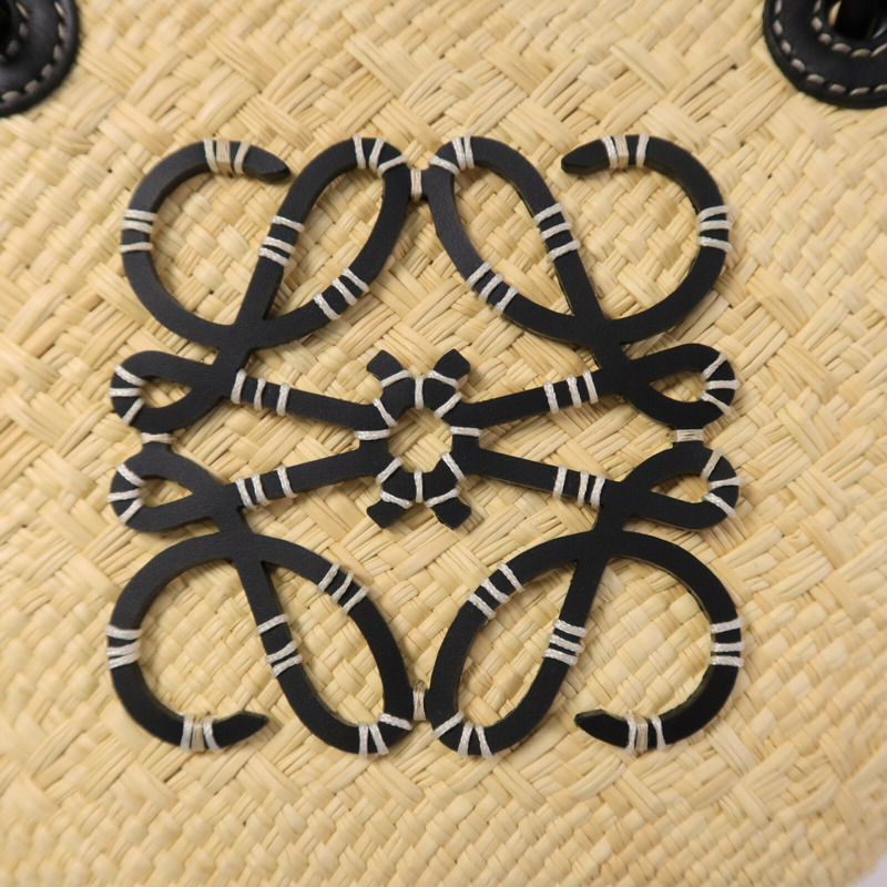 LOEWE Iraca Palm/皮革Small Anagram Basket Bag手挽袋-6