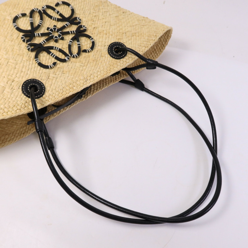 LOEWE Iraca Palm/皮革Small Anagram Basket Bag手挽袋-8