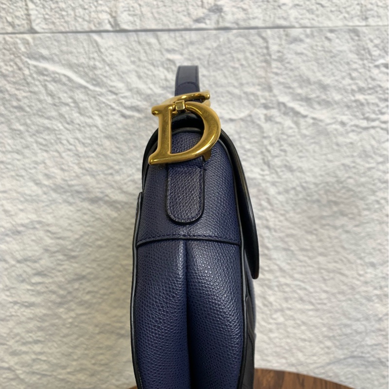 迪奧 dior 藍金中號馬鞍包 內里乾淨-2