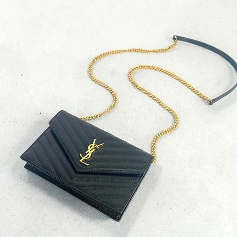 莉亞精品♡ YSL WOC 黑金19cm  二手