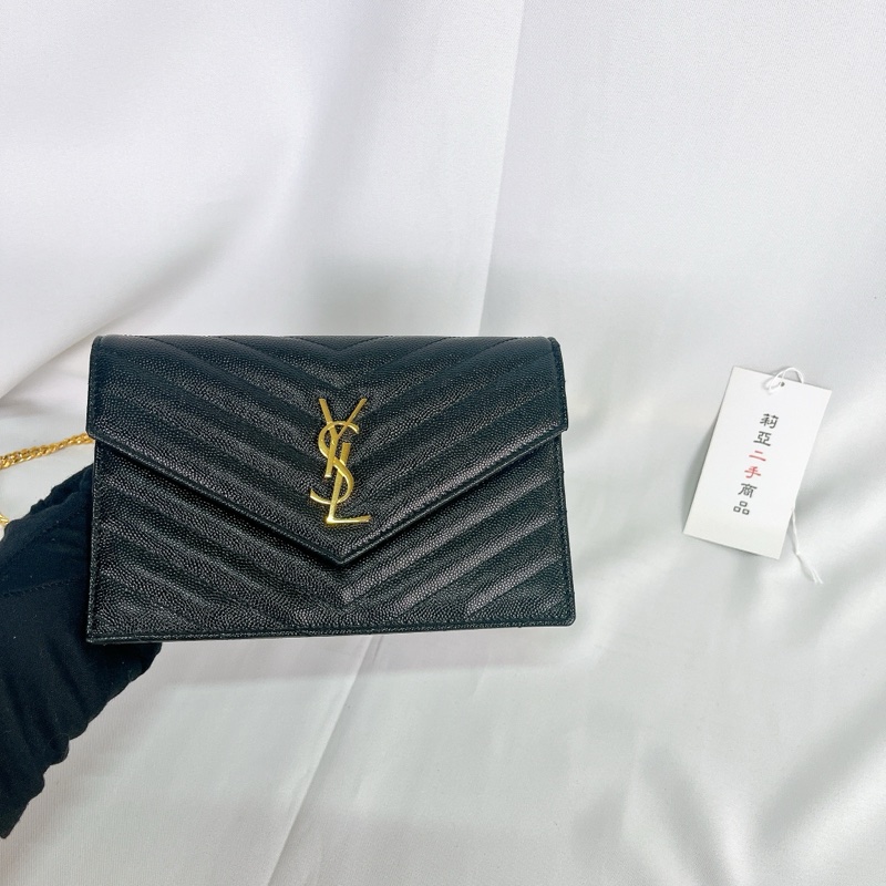 莉亞精品♡ YSL WOC 黑金19cm  二手-1