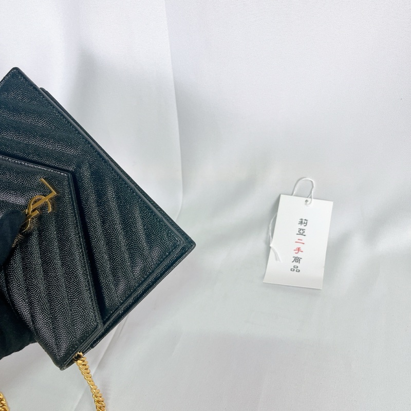 莉亞精品♡ YSL WOC 黑金19cm  二手-11