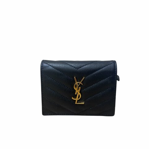 YSL 黑金二摺短夾