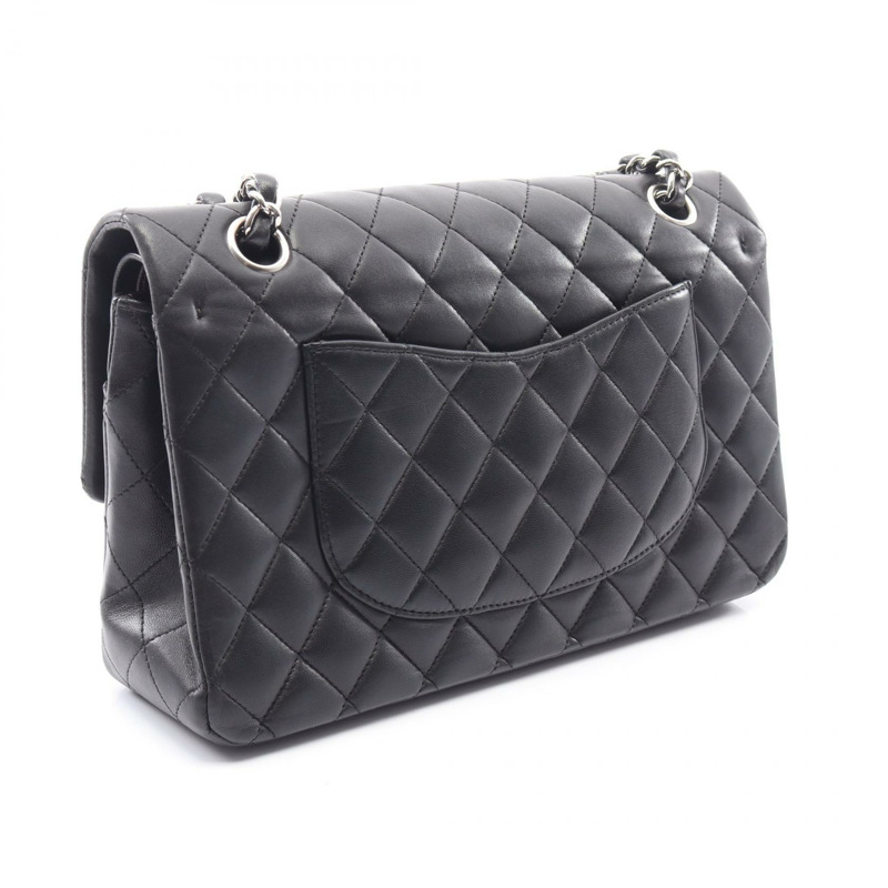 香奈兒 (CHANEL) Matelasse W 翻蓋鏈條單背包，羊皮材質，黑色，SHW 二手-1