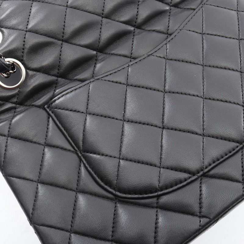 香奈兒 (CHANEL) Matelasse W 翻蓋鏈條單背包，羊皮材質，黑色，SHW 二手-7