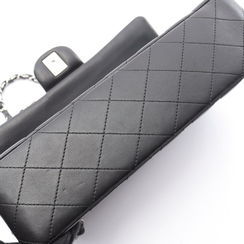 香奈兒 (CHANEL) Matelasse W 翻蓋鏈條單背包，羊皮材質，黑色，SHW 二手-9