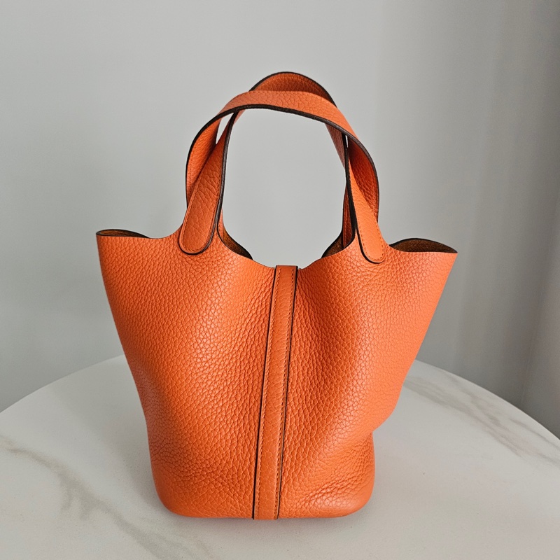 Hermes picotin18 橘色銀扣-1