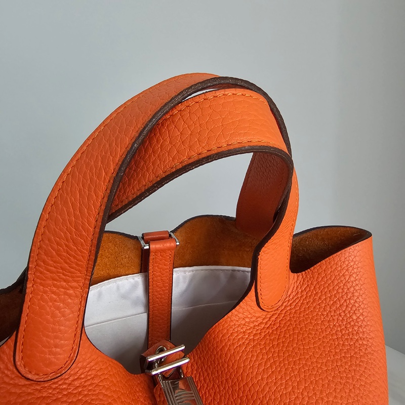 Hermes picotin18 橘色銀扣-7