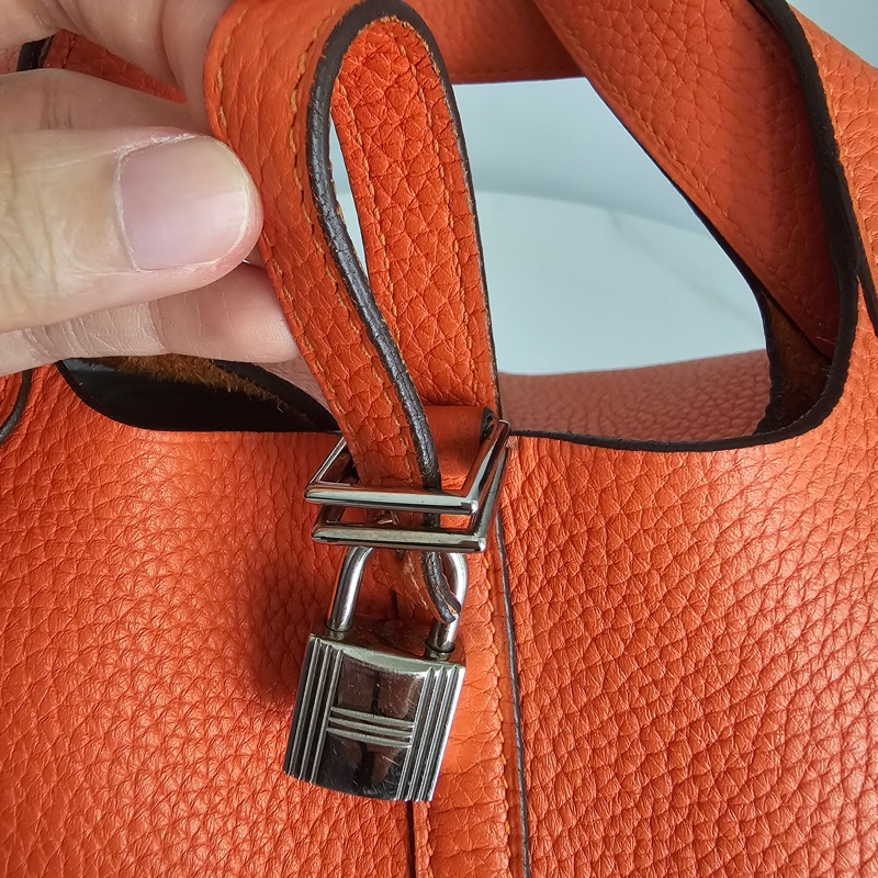 Hermes picotin18 橘色銀扣-8