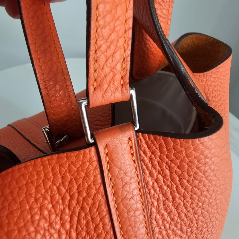 Hermes picotin18 橘色銀扣-9