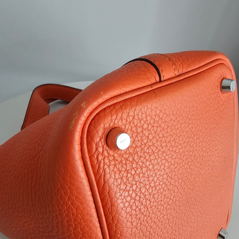 Hermes picotin18 橘色銀扣-11