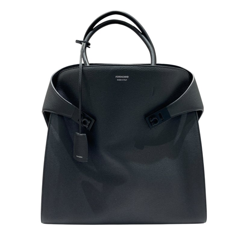 SALVATORE FERRAGAMO 菲拉格慕 牛皮 手提袋 側背 黑色-0