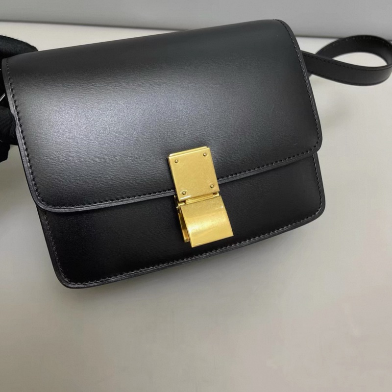 Celine賽琳 Classic Box小號黑金全皮豆腐包-5