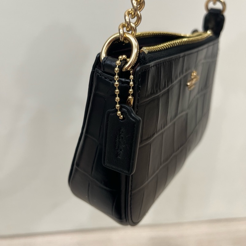COACH NOLITA 19黑色鱷魚紋全皮鍊帶手提掛小包-5