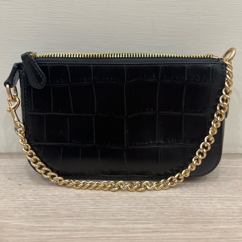 COACH NOLITA 19黑色鱷魚紋全皮鍊帶手提掛小包-7