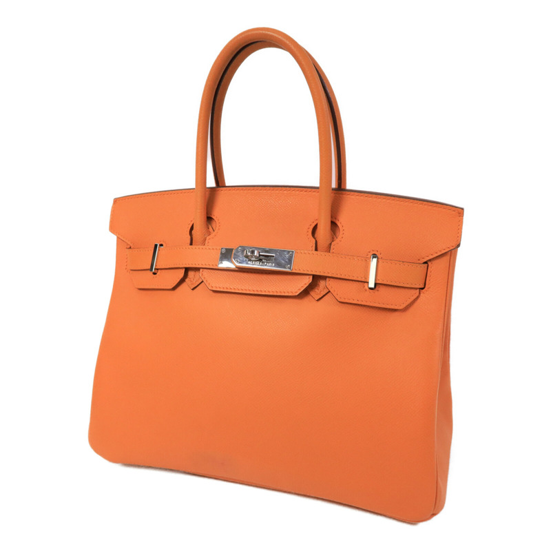 HERMES Epsom皮革Birkin 30手挽袋Orange-2