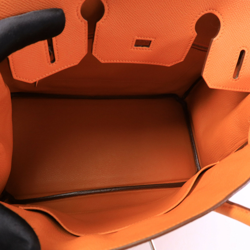 HERMES Epsom皮革Birkin 30手挽袋Orange-4