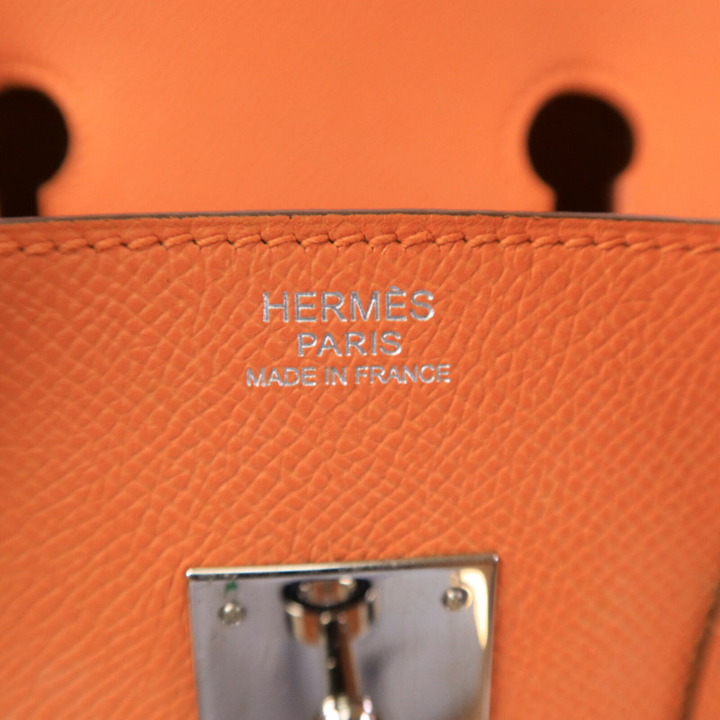 HERMES Epsom皮革Birkin 30手挽袋Orange-5