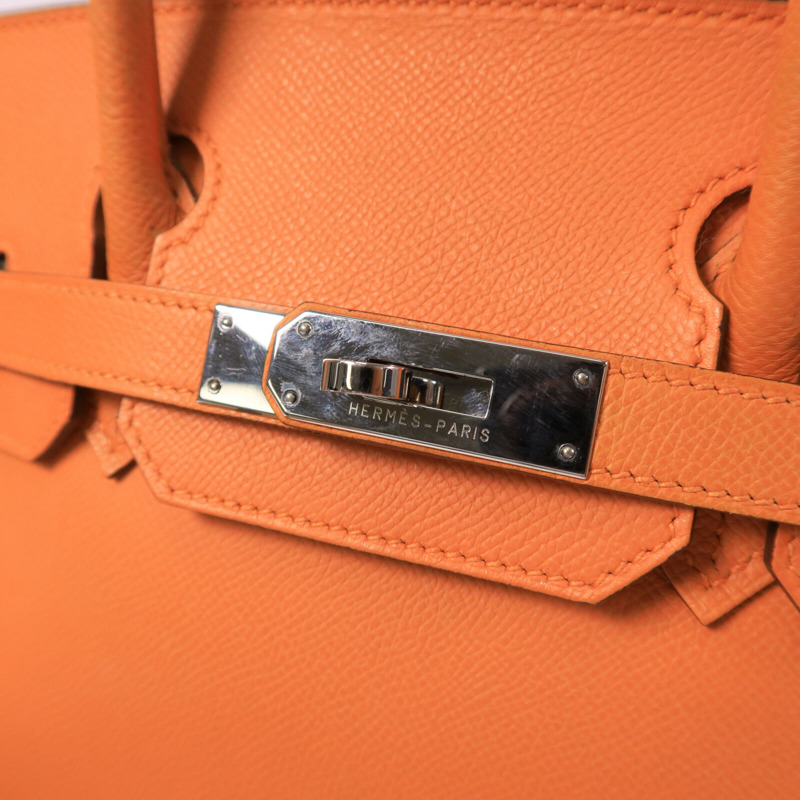 HERMES Epsom皮革Birkin 30手挽袋Orange-6