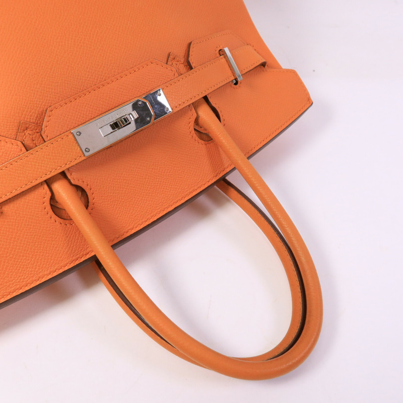 HERMES Epsom皮革Birkin 30手挽袋Orange-8