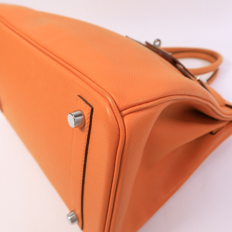 HERMES Epsom皮革Birkin 30手挽袋Orange-10