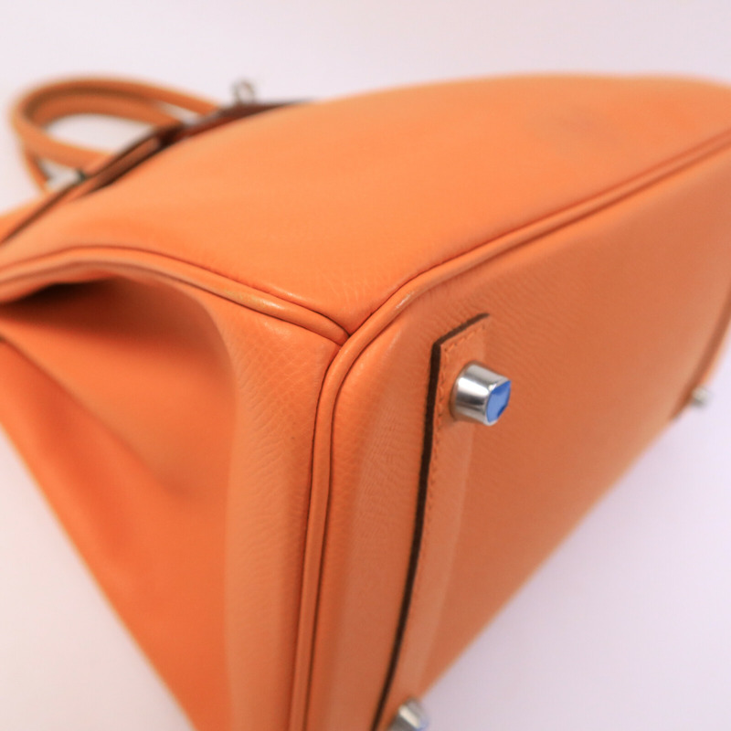 HERMES Epsom皮革Birkin 30手挽袋Orange-11