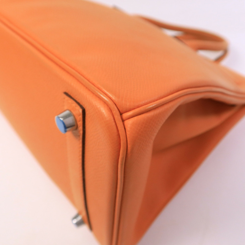 HERMES Epsom皮革Birkin 30手挽袋Orange-12