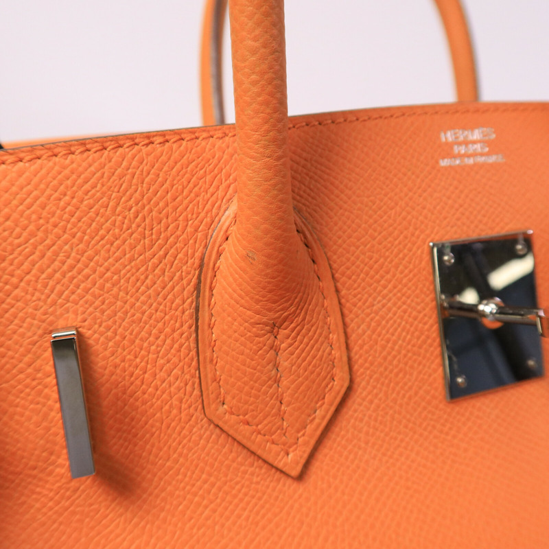 HERMES Epsom皮革Birkin 30手挽袋Orange-16