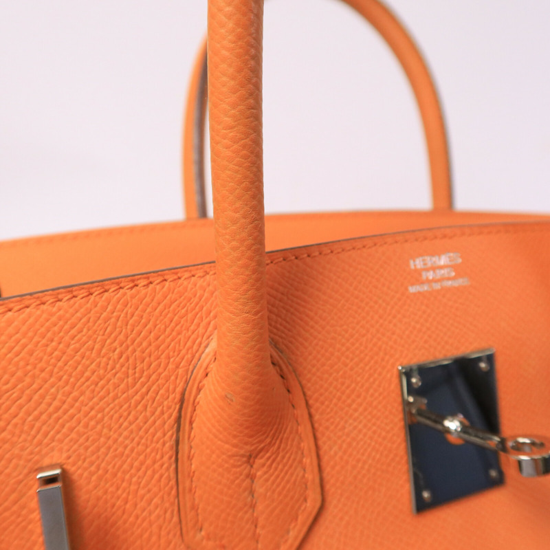 HERMES Epsom皮革Birkin 30手挽袋Orange-17